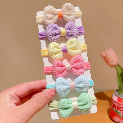 6 τμχ Κοριτσια Φιόγκος Μαλλιά Καραμέλα Χρώμα Λουλούδι Δέρματα Μαλλιών Παιδικά Ελαστικά Λαστιχάκια Αλογοουρά Παιδικά Αξεσουάρ Μαλλιών