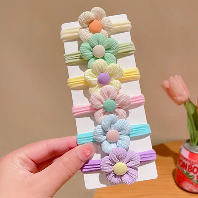 6 τμχ Κοριτσια Φιόγκος Μαλλιά Καραμέλα Χρώμα Λουλούδι Δέρματα Μαλλιών Παιδικά Ελαστικά Λαστιχάκια Αλογοουρά Παιδικά Αξεσουάρ Μαλλιών