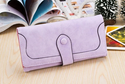 Daudzas nodaļas Mākslīgās zamšādas garš maks sievietēm matēts ādas sieviešu maciņš Augstas kvalitātes sieviešu maki karšu turētāji sajūga kartera