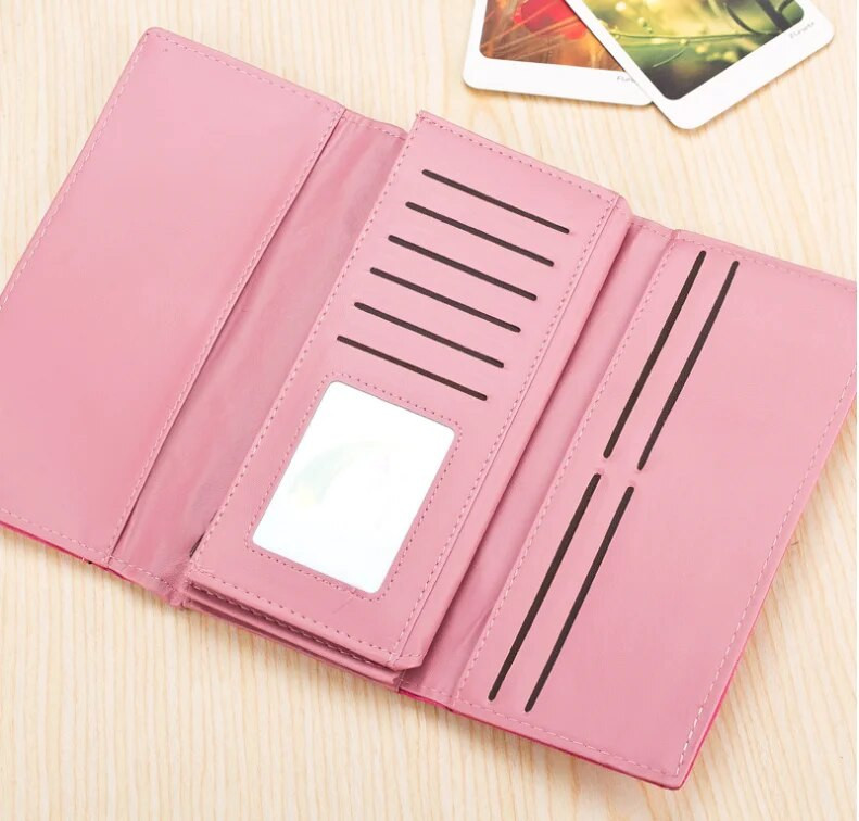 Daudzas nodaļas Mākslīgās zamšādas garš maks sievietēm matēts ādas sieviešu maciņš Augstas kvalitātes sieviešu maki karšu turētāji sajūga kartera