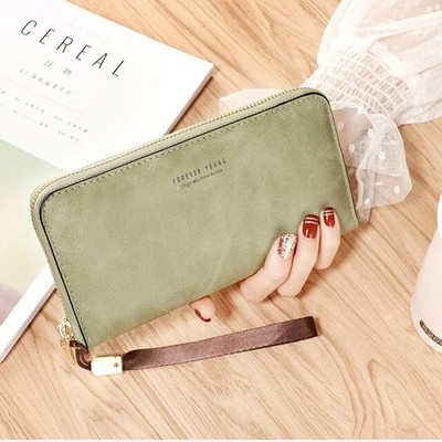 Forever Young Wallet Sieviešu garie PU standarta maki 2023. gada jauni retro sieviešu gludi rāvējslēdzēja maki, sieviešu rokas somas karšu kabatas