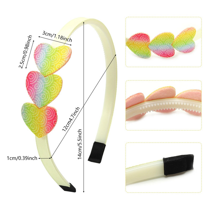 Modes sieviešu matu lente Galvas lente Sirds varavīksnes galvassega Klasiska meiteņu matu aksesuāri DIY turbāna matu lente matu stīpa
