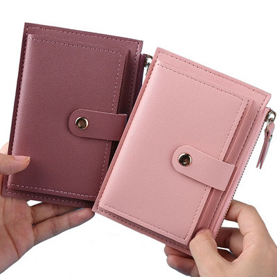 Divat Női pénztárcák Bőr női pénztárcák Mini Hasp tömör többkártyatartó érme rövid pénztárcák Vékony kis pénztárca cipzáras pántok