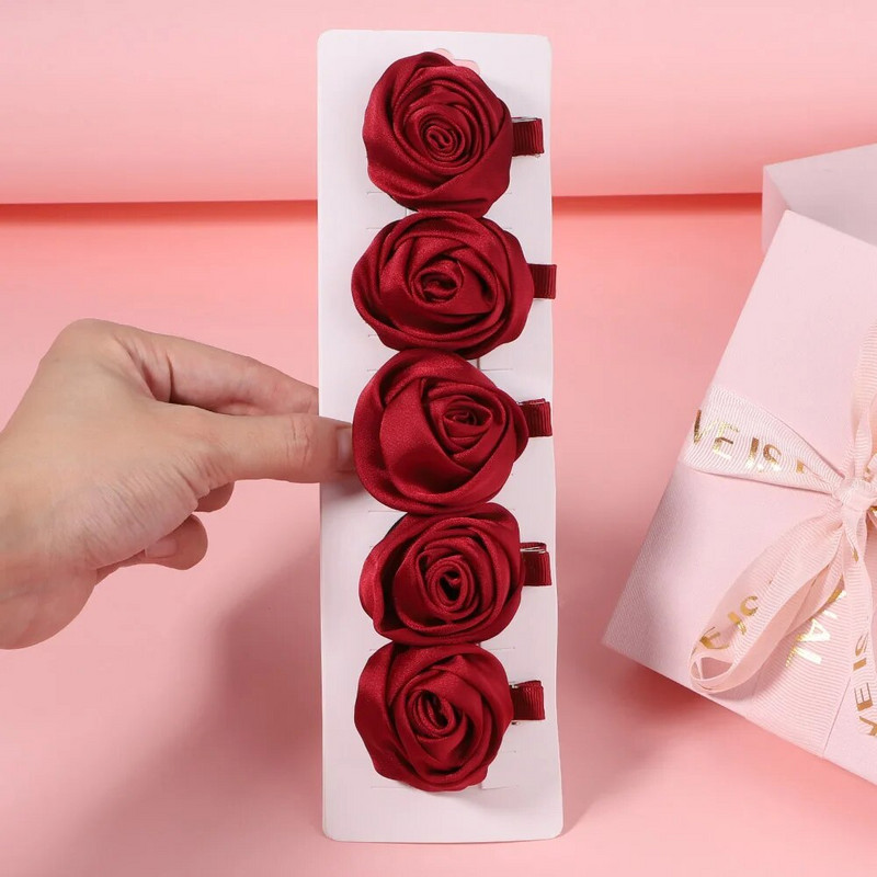 5 τμχ/Σετ Γλυκά μονόχρωμα πέταλα λουλουδιών Κλιπ μαλλιών για παιδιά Κορίτσια μαργαριταρένιες φουρκέτες Barrettes Καπέλα Αξεσουάρ μαλλιών Δώρο