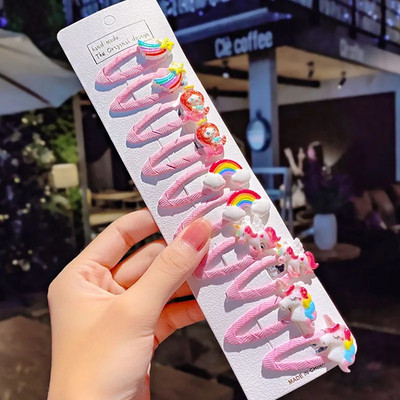 10 tk/komplekt uued tüdrukud armsad multifilmid lilled ükssarvik juuksenõelad lastele armsad juukseklambrid juuksenõelad juuksekaunistused moed juukseaksessuaarid