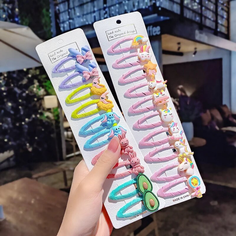 10 tk/komplekt uued tüdrukud armsad multifilmid lilled ükssarvik juuksenõelad lastele armsad juukseklambrid juuksenõelad juuksekaunistused moed juukseaksessuaarid