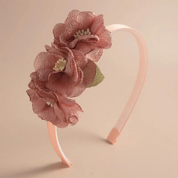 Нови ръчно изработени ленти за глава с цветя за момичета Сладки перлени пера Сватбена корона Принцеса Танцово парти Шапки Модни аксесоари с обръч
