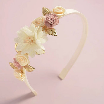 Νέα χειροποίητα λουλούδια κοριτσίστικες κεφαλοδέσμες χαριτωμένα μαργαριτάρια με φτερά γάμου Crown Princess Dance Party Headwear Fashion Hoop