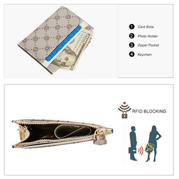 FOXER Дамски моден къс портфейл Висококачествена PVC кожена чанта за монети с принт на животни Женска малка опаковка с карти Елегантни дамски чанти за пари