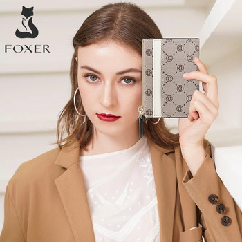 Γυναικείο κοντό πορτοφόλι μόδας FOXER Υψηλής ποιότητας δερμάτινο PVC με στάμπα με κέρματα Γυναικείο πορτοφόλι για μικρές κάρτες Κομψές γυναικείες τσάντες χρημάτων