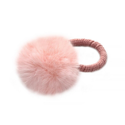 Minge de blană cu frânghie elastică bandă de păr, suporturi elastice pentru coadă de cal, minge de pluș, inel de păr roz dulce, accesorii de păr pentru fete
