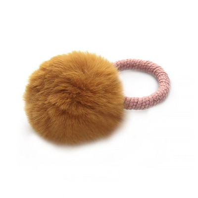 Minge de blană cu frânghie elastică bandă de păr, suporturi elastice pentru coadă de cal, minge de pluș, inel de păr roz dulce, accesorii de păr pentru fete