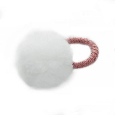 Minge de blană cu frânghie elastică bandă de păr, suporturi elastice pentru coadă de cal, minge de pluș, inel de păr roz dulce, accesorii de păr pentru fete