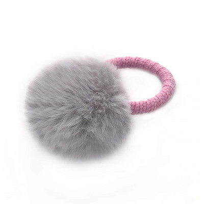 Minge de blană cu frânghie elastică bandă de păr, suporturi elastice pentru coadă de cal, minge de pluș, inel de păr roz dulce, accesorii de păr pentru fete