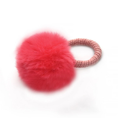 Minge de blană cu frânghie elastică bandă de păr, suporturi elastice pentru coadă de cal, minge de pluș, inel de păr roz dulce, accesorii de păr pentru fete