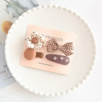 4gab/komplekts Mini Baby Girl Matu Spraude Jauki puķains Bunny Princeses matu sprādze mazai meitenei Jauki sprādziena sānu sprādzes matu aksesuāri