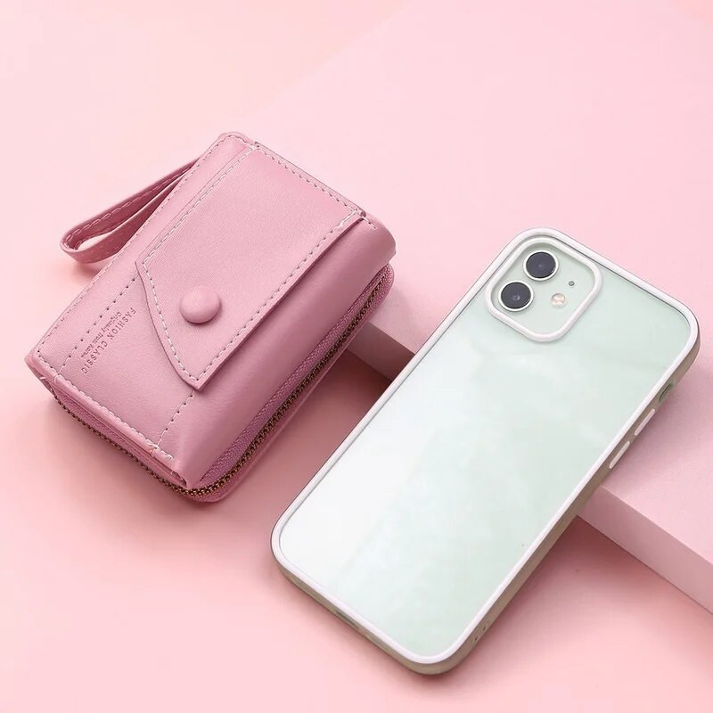 Uus moodne naiste rahakott PU-nahast naiste väike taskumündikott Naistele Hasp Mini Clutch Card Krediitkaardiga naiste tõmblukuga rahakott 2022