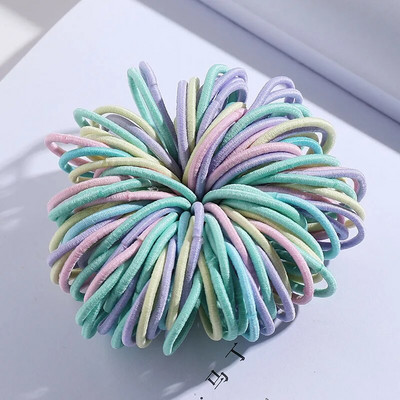 100PCS/Set Šarene najlonske osnovne elastične gumice za kosu za djevojčice, dječje kikice, gumice za kosu, gumice za kosu, modni dodaci za kosu