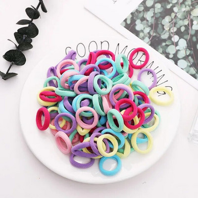 100PCS/Set Šarene najlonske osnovne elastične gumice za kosu za djevojčice, dječje kikice, gumice za kosu, gumice za kosu, modni dodaci za kosu