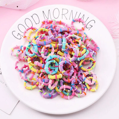 100PCS/Set Šarene najlonske osnovne elastične gumice za kosu za djevojčice, dječje kikice, gumice za kosu, gumice za kosu, modni dodaci za kosu