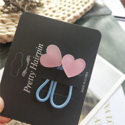 2 buc. Benzi elastice de păr cu culoare fluorescentă pentru copii, stea cu inimă florală, frânghie de păr, cravată de păr pentru fetiță, accesorii pentru păr