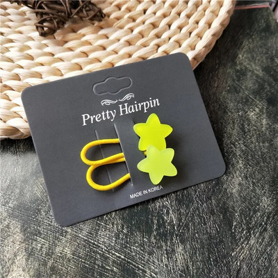 2 buc. Benzi elastice de păr cu culoare fluorescentă pentru copii, stea cu inimă florală, frânghie de păr, cravată de păr pentru fetiță, accesorii pentru păr