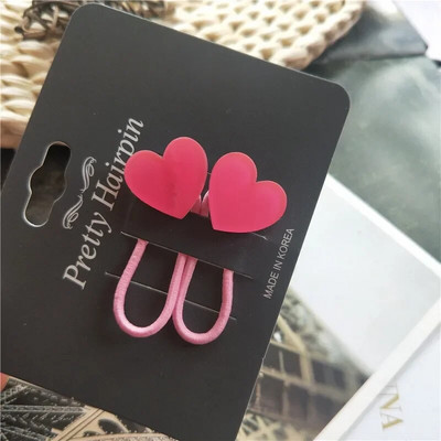2 buc. Benzi elastice de păr cu culoare fluorescentă pentru copii, stea cu inimă florală, frânghie de păr, cravată de păr pentru fetiță, accesorii pentru păr