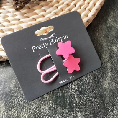 2 buc. Benzi elastice de păr cu culoare fluorescentă pentru copii, stea cu inimă florală, frânghie de păr, cravată de păr pentru fetiță, accesorii pentru păr