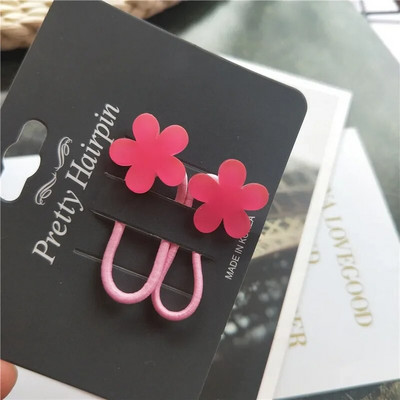 2 buc. Benzi elastice de păr cu culoare fluorescentă pentru copii, stea cu inimă florală, frânghie de păr, cravată de păr pentru fetiță, accesorii pentru păr