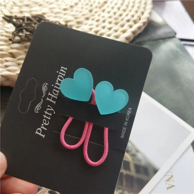 2 buc. Benzi elastice de păr cu culoare fluorescentă pentru copii, stea cu inimă florală, frânghie de păr, cravată de păr pentru fetiță, accesorii pentru păr