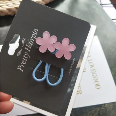 2 buc. Benzi elastice de păr cu culoare fluorescentă pentru copii, stea cu inimă florală, frânghie de păr, cravată de păr pentru fetiță, accesorii pentru păr