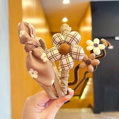 3 tk/komplekt lastele armsad kohvivärvi multifilmid lilledega juuksepaelad peakatted tüdrukud armsad juuksepaelad peapaelad lastele juuste aksessuaarid