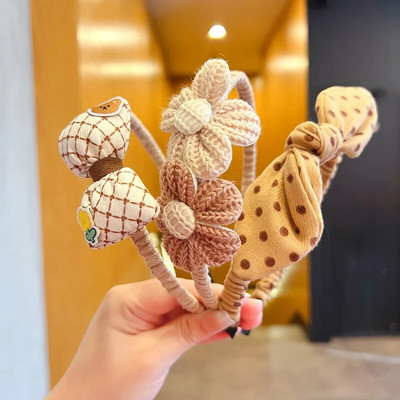 3 tk/komplekt lastele armsad kohvivärvi multifilmid lilledega juuksepaelad peakatted tüdrukud armsad juuksepaelad peapaelad lastele juuste aksessuaarid