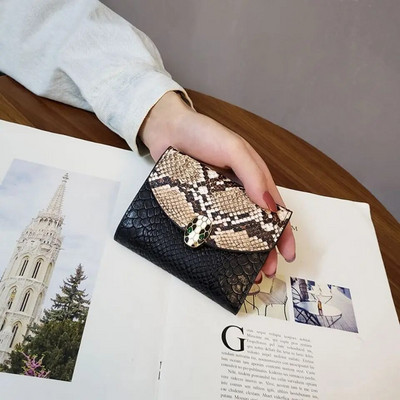 Trostruko presavijeni ženski kratki novčanik Mali modni luksuzni serpentin za kožnu torbicu Ženska torbica za kartice Ženska torbica Novčanik sa kopčom za novac