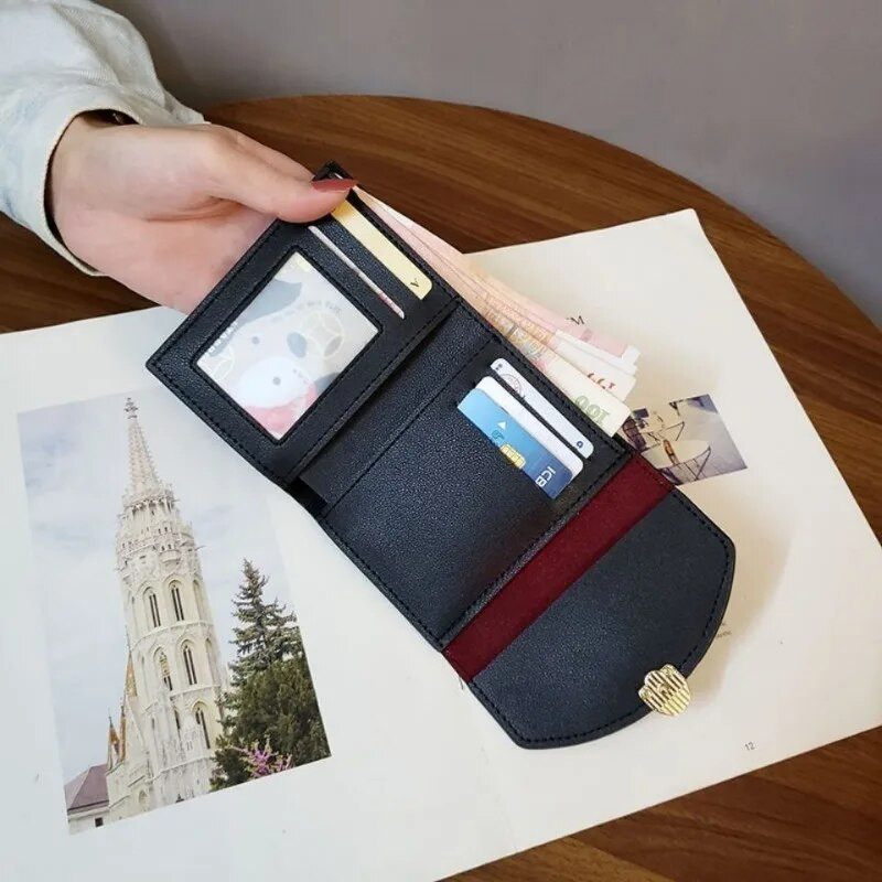 Ins New Splicing Serpentine Wallet Small Wallet Sieviešu īss Eiropas un Amerikas sieviešu maciņš Modes Three Fold Zero Wallet Tide