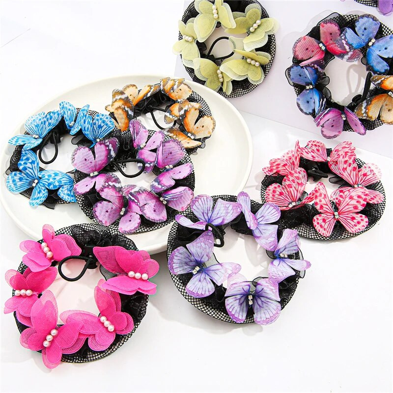 1 τμχ Πεταλούδα Μόδα Κορίτσια Παιδικό Μπαλέτο Χορού Πατινάζ Snoods Κάλυμμα με δίχτυ για κότσο Μαύρο Αξεσουάρ styling μαλλιών