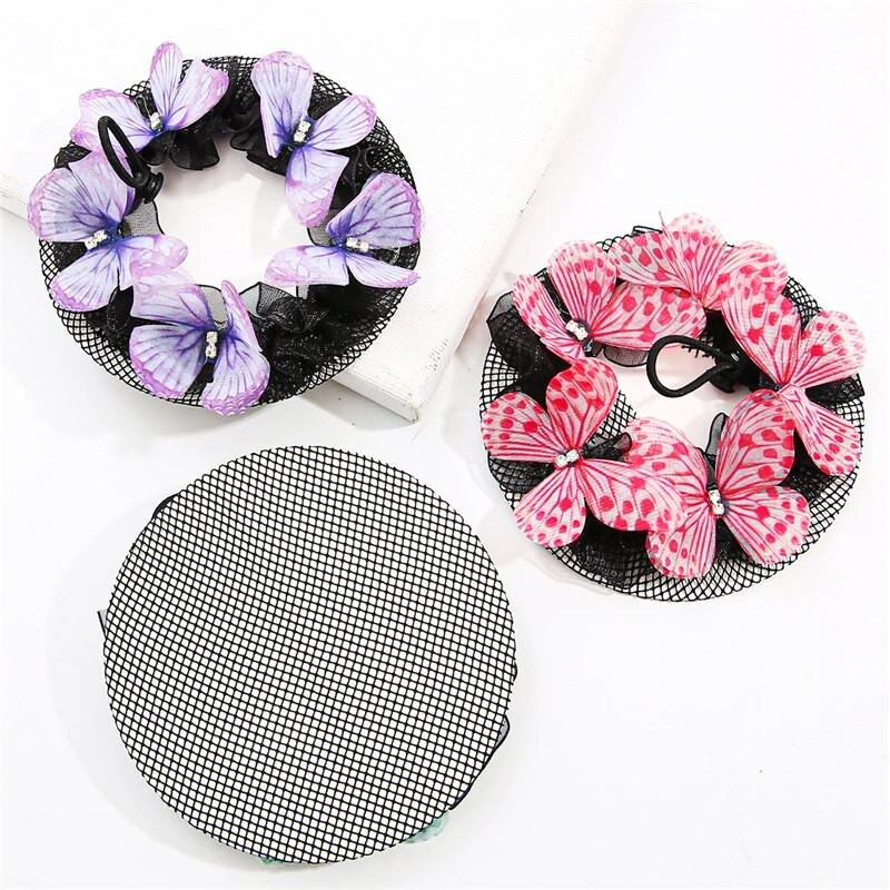 1 τμχ Πεταλούδα Μόδα Κορίτσια Παιδικό Μπαλέτο Χορού Πατινάζ Snoods Κάλυμμα με δίχτυ για κότσο Μαύρο Αξεσουάρ styling μαλλιών