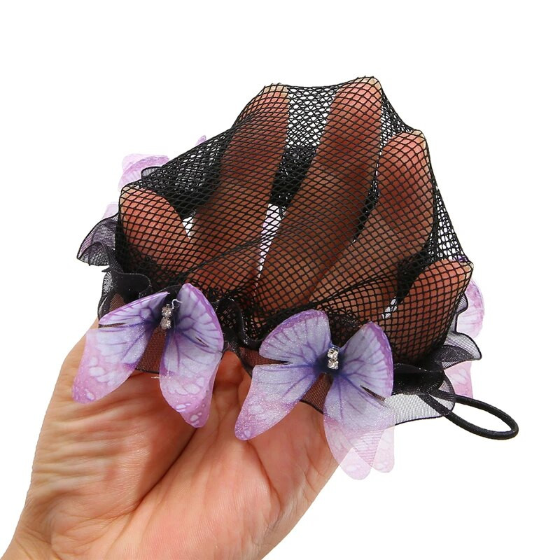 1 τμχ Πεταλούδα Μόδα Κορίτσια Παιδικό Μπαλέτο Χορού Πατινάζ Snoods Κάλυμμα με δίχτυ για κότσο Μαύρο Αξεσουάρ styling μαλλιών