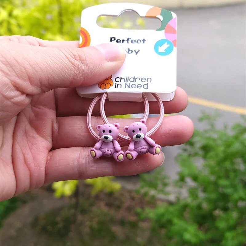 2 ΤΕΜ. Νέο Cute Bear and Lion Princess Headwear Παιδικά κινούμενα σχέδια ελαστικές κορδέλες μαλλιών Παιδικά σχοινιά για κορίτσια Αξεσουάρ Μωρό