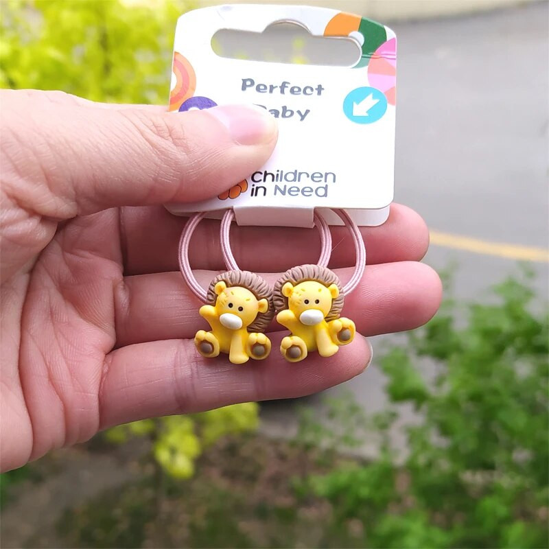 2 ΤΕΜ. Νέο Cute Bear and Lion Princess Headwear Παιδικά κινούμενα σχέδια ελαστικές κορδέλες μαλλιών Παιδικά σχοινιά για κορίτσια Αξεσουάρ Μωρό