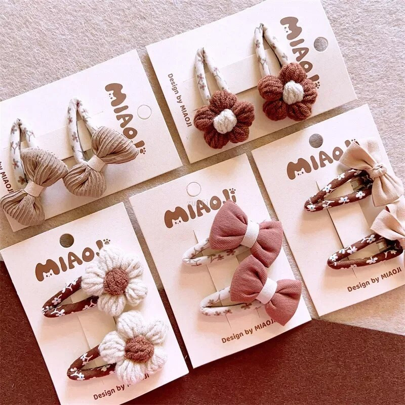 2GAB korejiešu mazuļu punktveida matu sprādzes Cute plīša BB matu sprādzes bantes meitenēm.