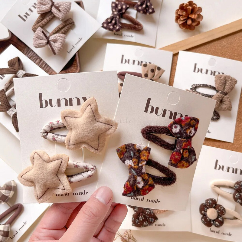 2GAB korejiešu mazuļu punktveida matu sprādzes Cute plīša BB matu sprādzes bantes meitenēm.