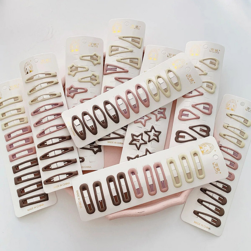 10 gab burvīgas kafijas krāsas meiteņu matu sprādzes bērniem, mini matu sprādzes, zvaigžņotās, nolaižamās matu sprādzes Click Clack, mazuļu, mazuļu matu aksesuāri