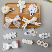 Ins Daisy Flower Juukseklambrid Beebitüdrukute Juuksenõelad Lastele Pitsid Valged Baretid Printsess Konksud Väikelaste Kevad Aksessuaarid Korea