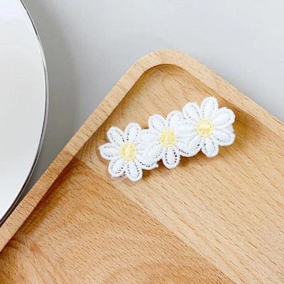 Ins Daisy Flower Juukseklambrid Beebitüdrukute Juuksenõelad Lastele Pitsid Valged Baretid Printsess Konksud Väikelaste Kevad Aksessuaarid Korea