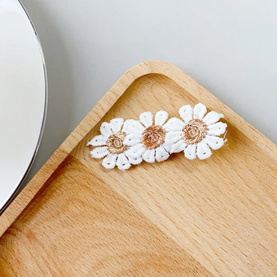 Ins Daisy Flower Juukseklambrid Beebitüdrukute Juuksenõelad Lastele Pitsid Valged Baretid Printsess Konksud Väikelaste Kevad Aksessuaarid Korea