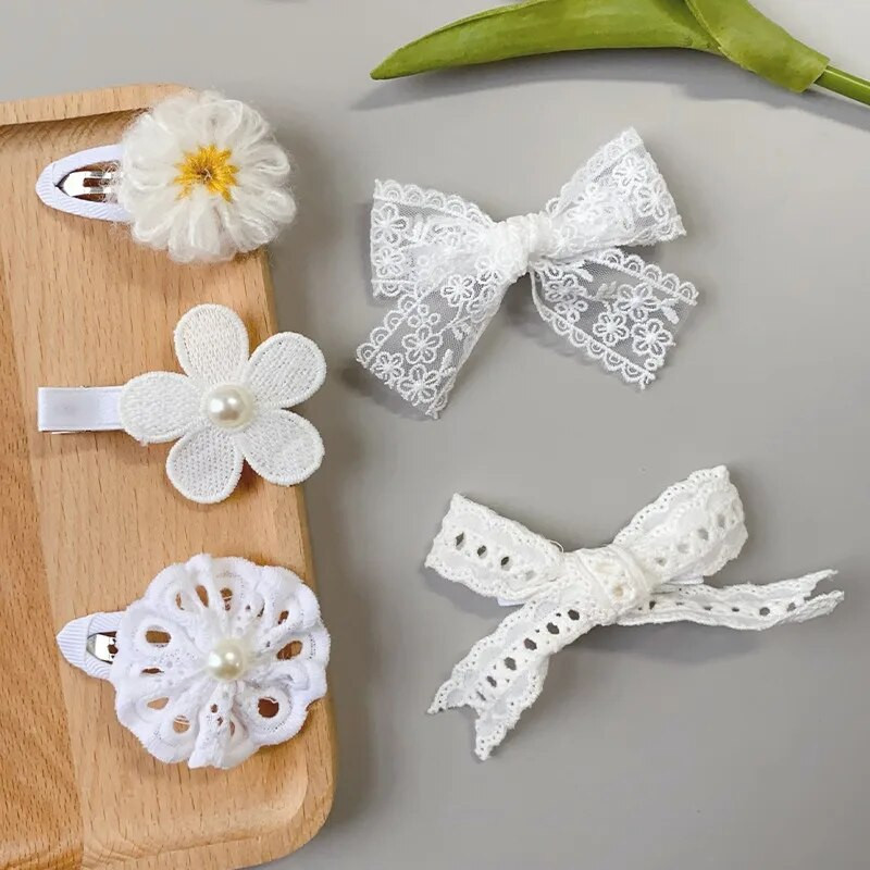 Ins Daisy Flower Juukseklambrid Beebitüdrukute Juuksenõelad Lastele Pitsid Valged Baretid Printsess Konksud Väikelaste Kevad Aksessuaarid Korea