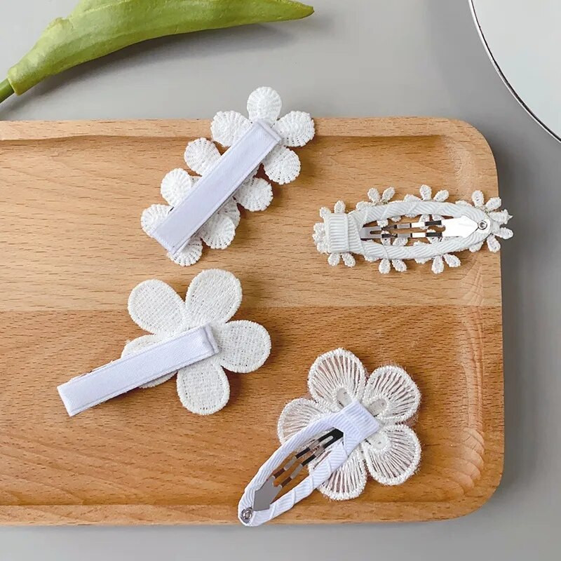 Ins Daisy Flower Juukseklambrid Beebitüdrukute Juuksenõelad Lastele Pitsid Valged Baretid Printsess Konksud Väikelaste Kevad Aksessuaarid Korea
