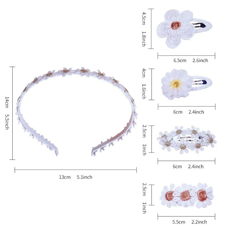 Ins Daisy Flower Juukseklambrid Beebitüdrukute Juuksenõelad Lastele Pitsid Valged Baretid Printsess Konksud Väikelaste Kevad Aksessuaarid Korea