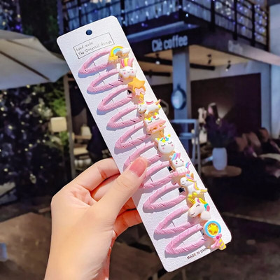 10 tk/komplekt Tüdrukutele Armsad Multifilmid Ükssarvik Vikerkaar Lilled Juukseklambrid Lastele Armsad Juuksed Kaunistus Tuuk Juuksenõel Tangid Juukseaksessuaarid